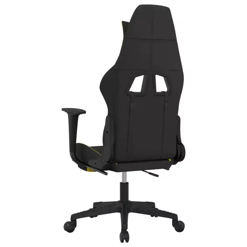 Fauteuil de gaming massant avec repose-pieds, noir et jaune, tissu