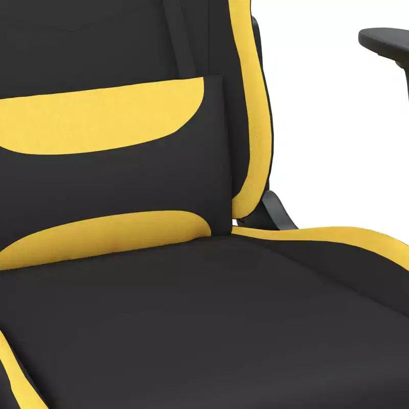 Fauteuil de gaming massant avec repose-pieds, noir et jaune, tissu