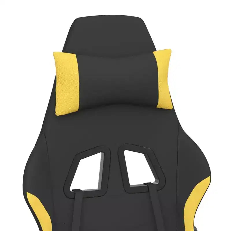Fauteuil de gaming massant avec repose-pieds, noir et jaune, tissu