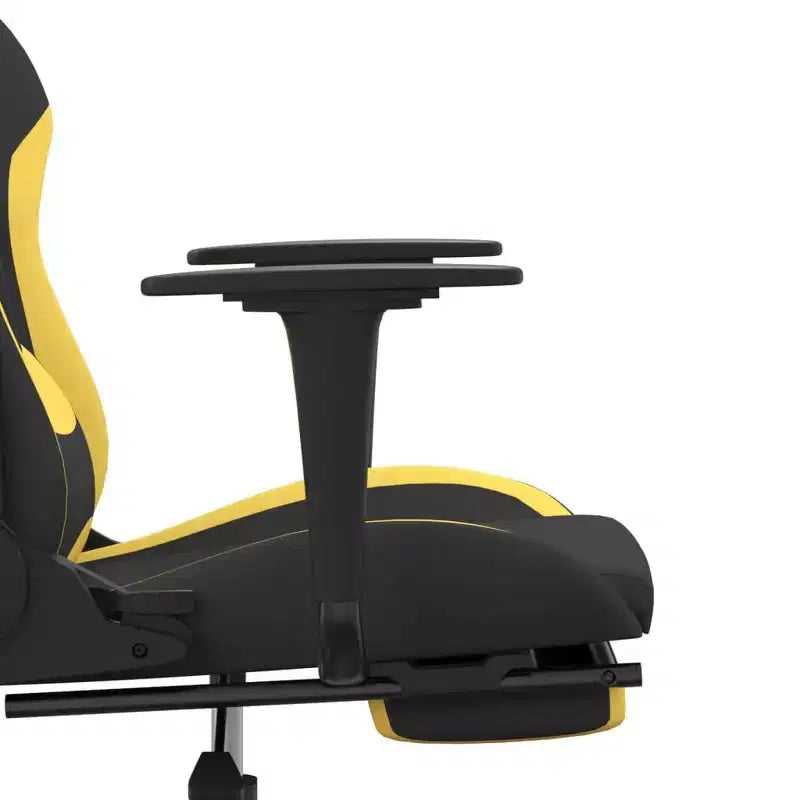 Fauteuil de gaming massant avec repose-pieds, noir et jaune, tissu