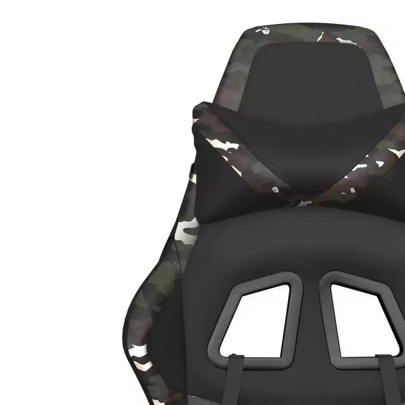 Chaise de jeu avec repose-pieds, noir et camouflage, similicuir