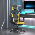 Fauteuil Gamer avec Repose-Pied, Noir et Or, Similicuir