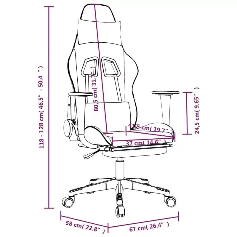 Fauteuil Gamer avec Repose-Pied, Noir et Or, Similicuir