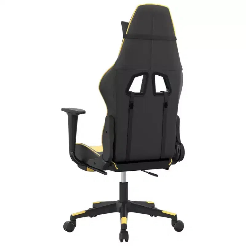 Fauteuil Gamer avec Repose-Pied, Noir et Or, Similicuir