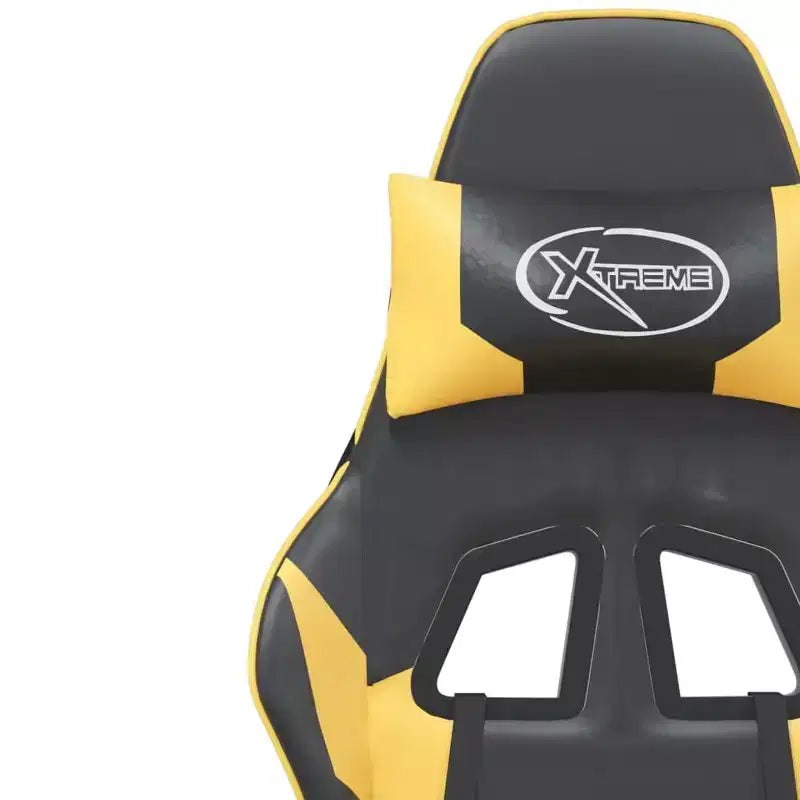 Fauteuil Gamer avec Repose-Pied, Noir et Or, Similicuir