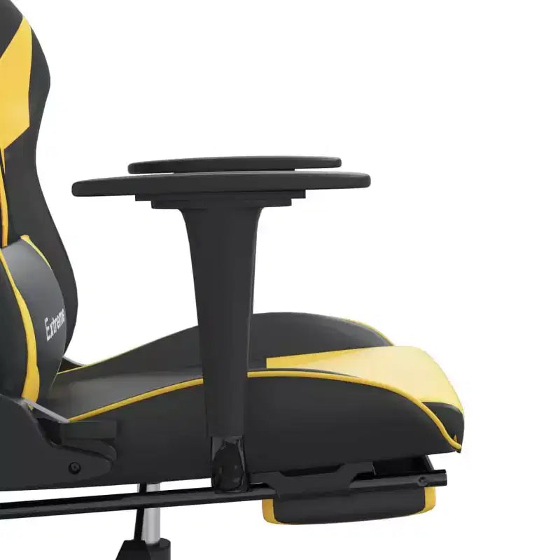 Fauteuil Gamer avec Repose-Pied, Noir et Or, Similicuir