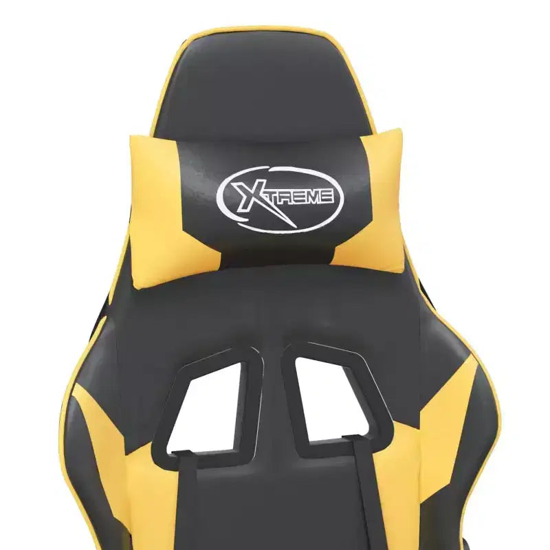 Fauteuil Gamer avec Repose-Pied, Noir et Or, Similicuir