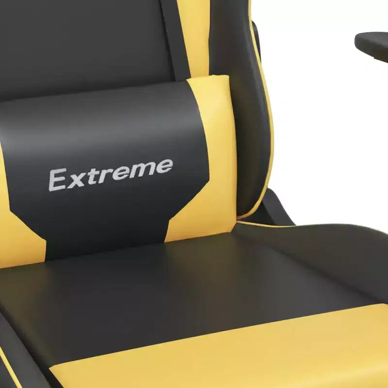 Fauteuil Gamer avec Repose-Pied, Noir et Or, Similicuir
