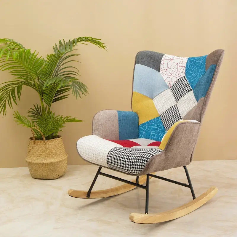 Fauteuil à bascule en tissu du milieu du siècle