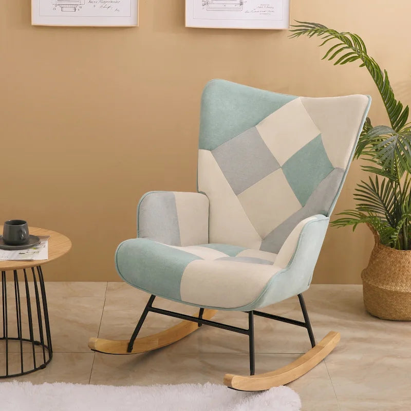 Fauteuil à bascule en tissu du milieu du siècle