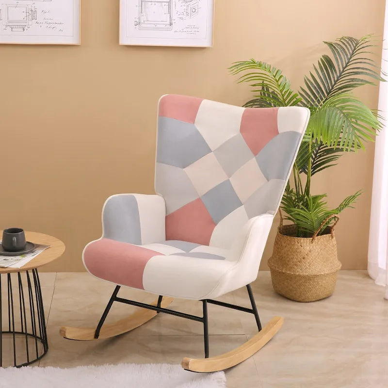 Fauteuil à bascule en tissu du milieu du siècle