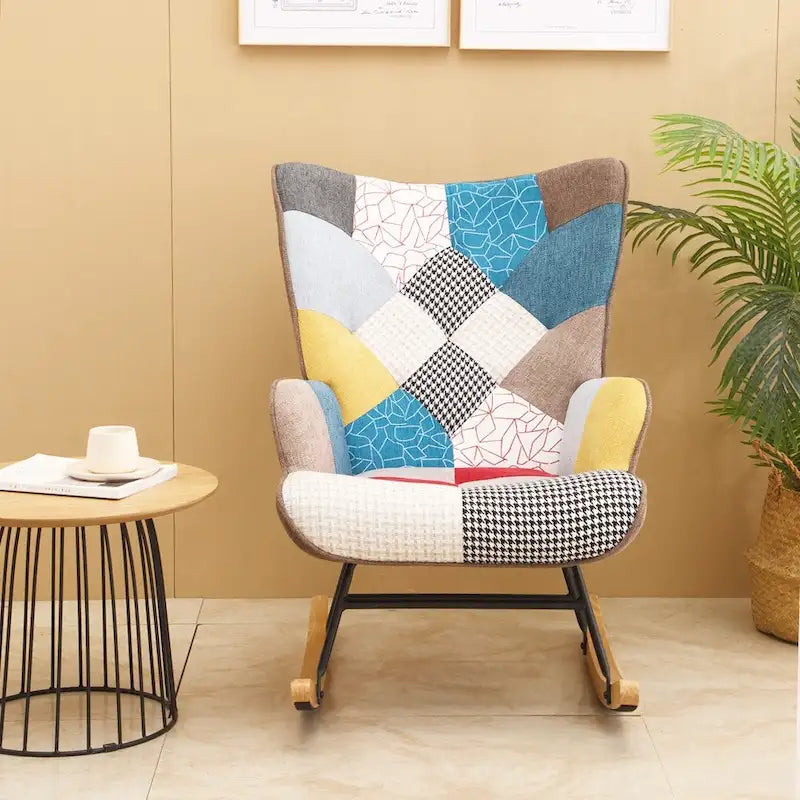 Fauteuil à bascule en tissu du milieu du siècle