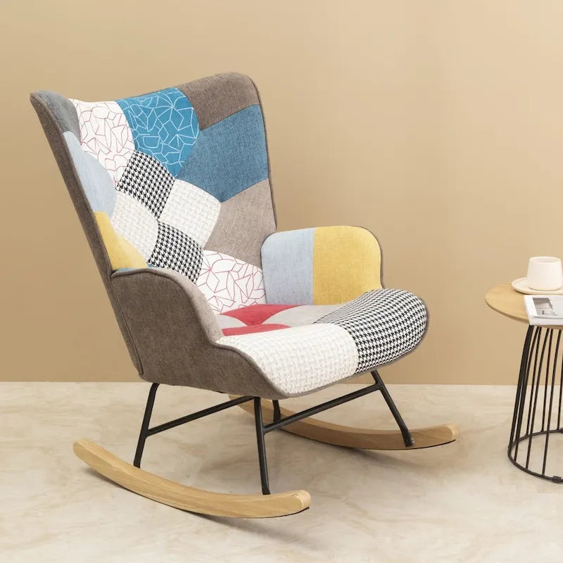 Fauteuil à bascule en tissu du milieu du siècle