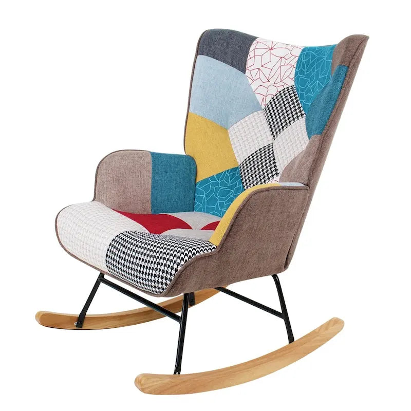 Fauteuil à bascule en tissu du milieu du siècle