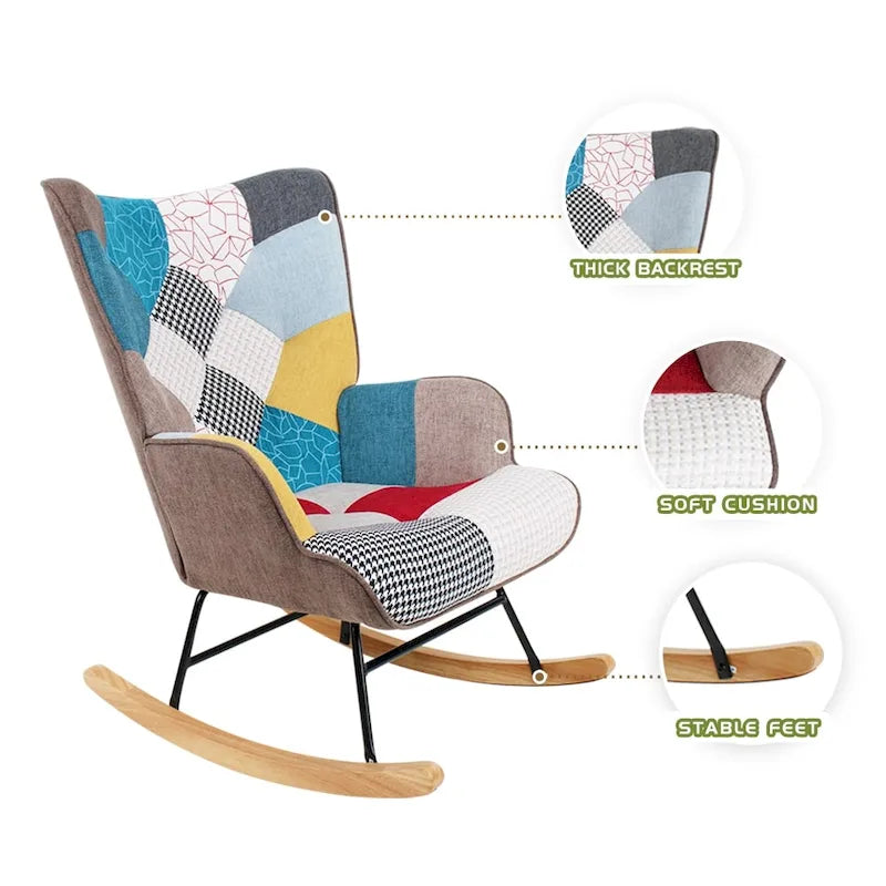 Fauteuil à bascule en tissu du milieu du siècle