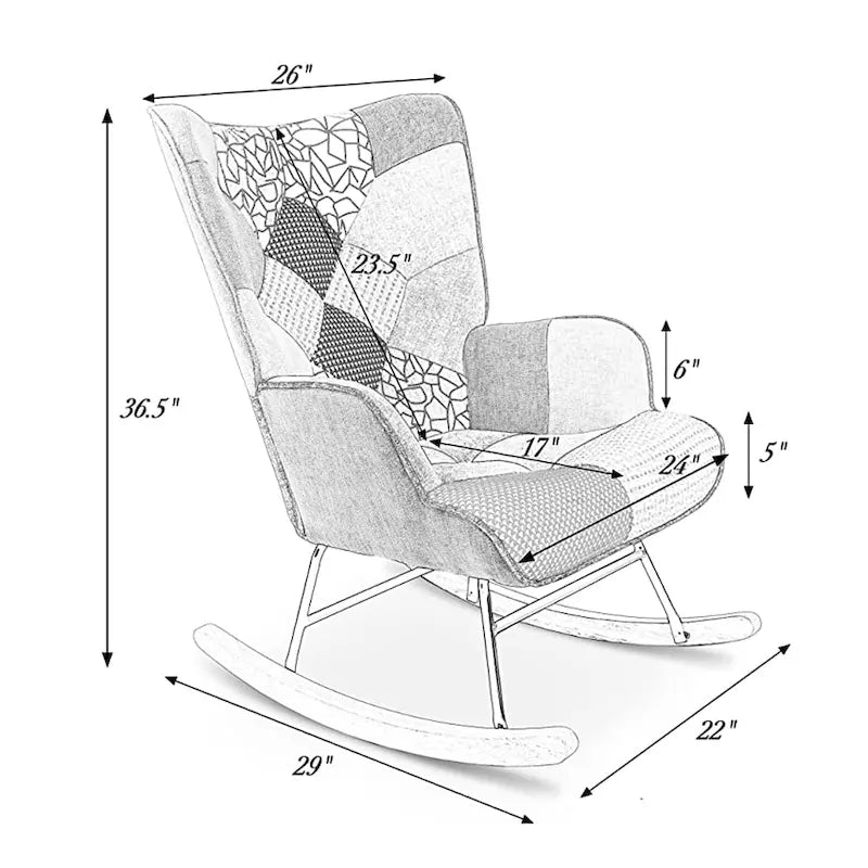 Fauteuil à bascule en tissu du milieu du siècle