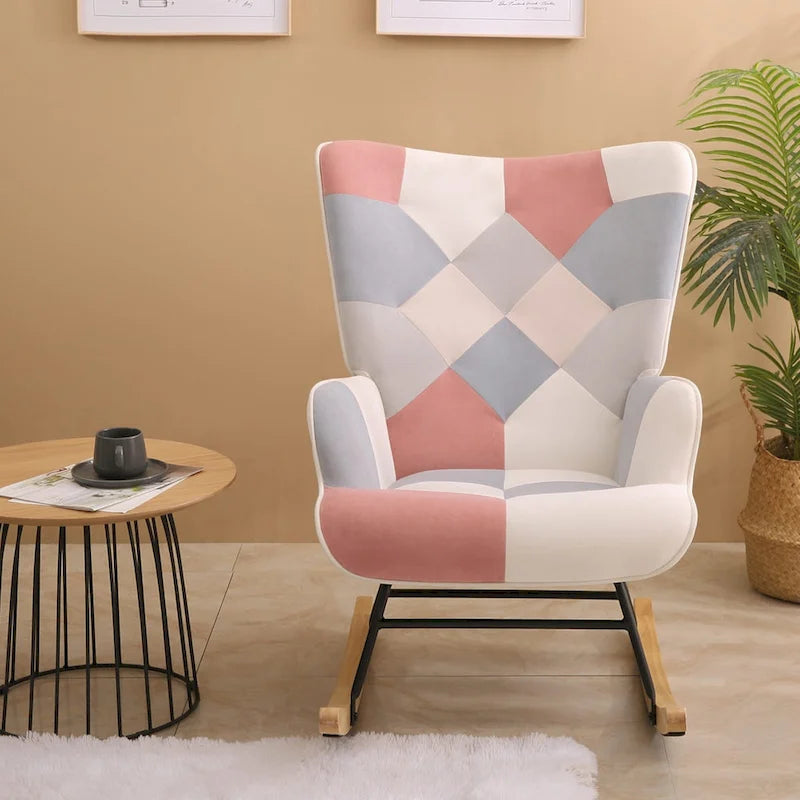 Fauteuil à bascule en tissu du milieu du siècle