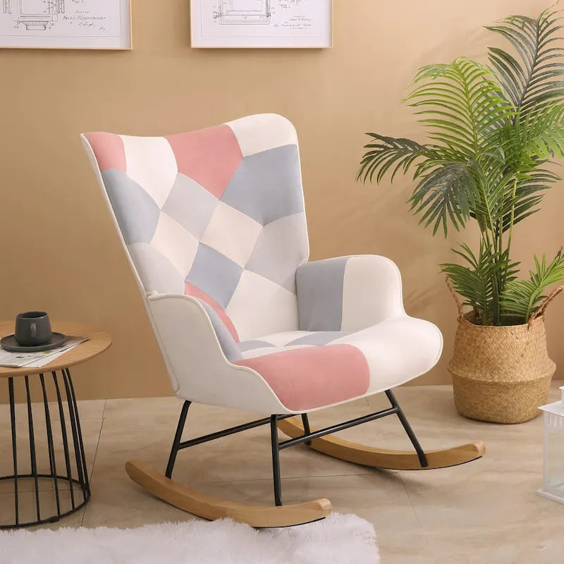 Fauteuil à bascule en tissu du milieu du siècle