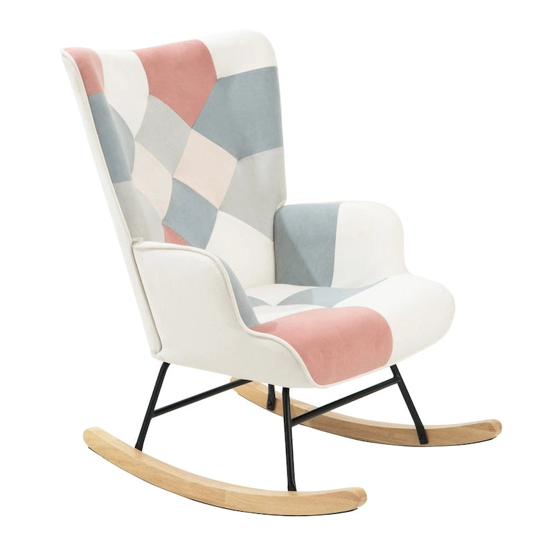 Fauteuil à bascule en tissu du milieu du siècle