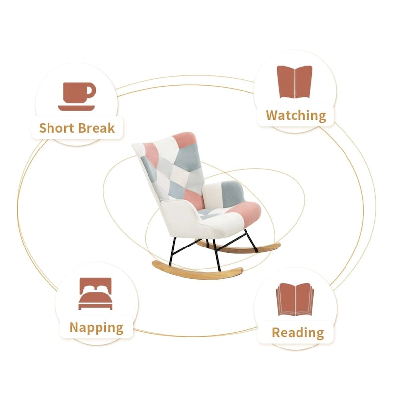 Fauteuil à bascule en tissu du milieu du siècle