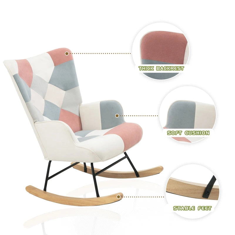 Fauteuil à bascule en tissu du milieu du siècle