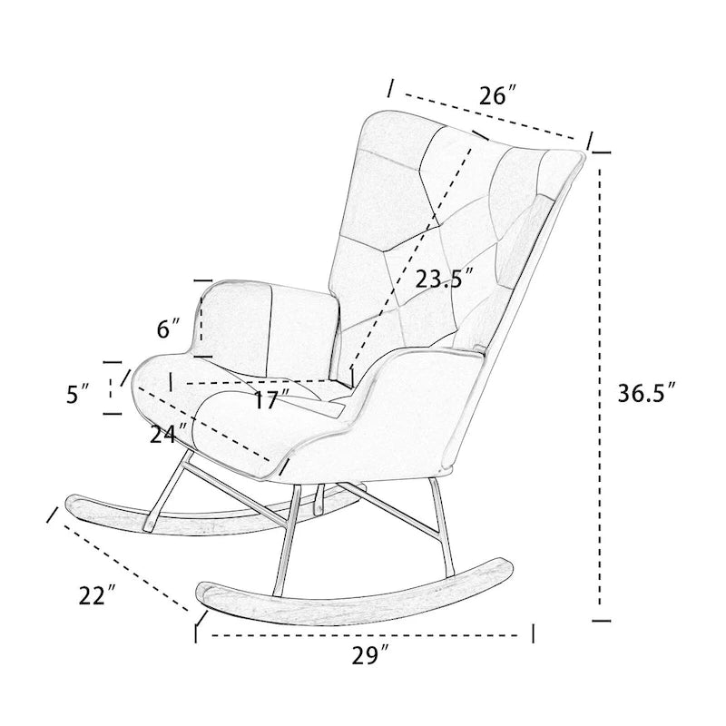 Fauteuil à bascule en tissu du milieu du siècle