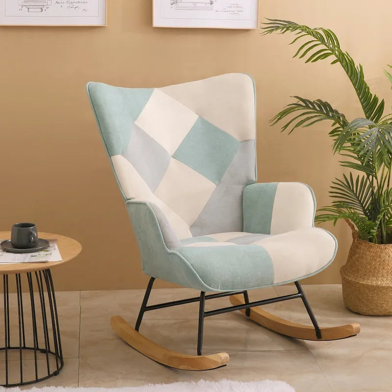 Fauteuil à bascule en tissu du milieu du siècle