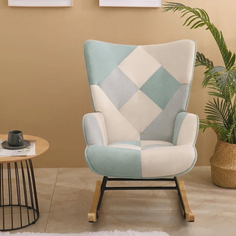 Fauteuil à bascule en tissu du milieu du siècle