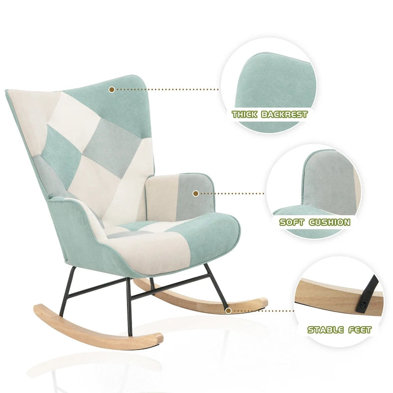 Fauteuil à bascule en tissu du milieu du siècle