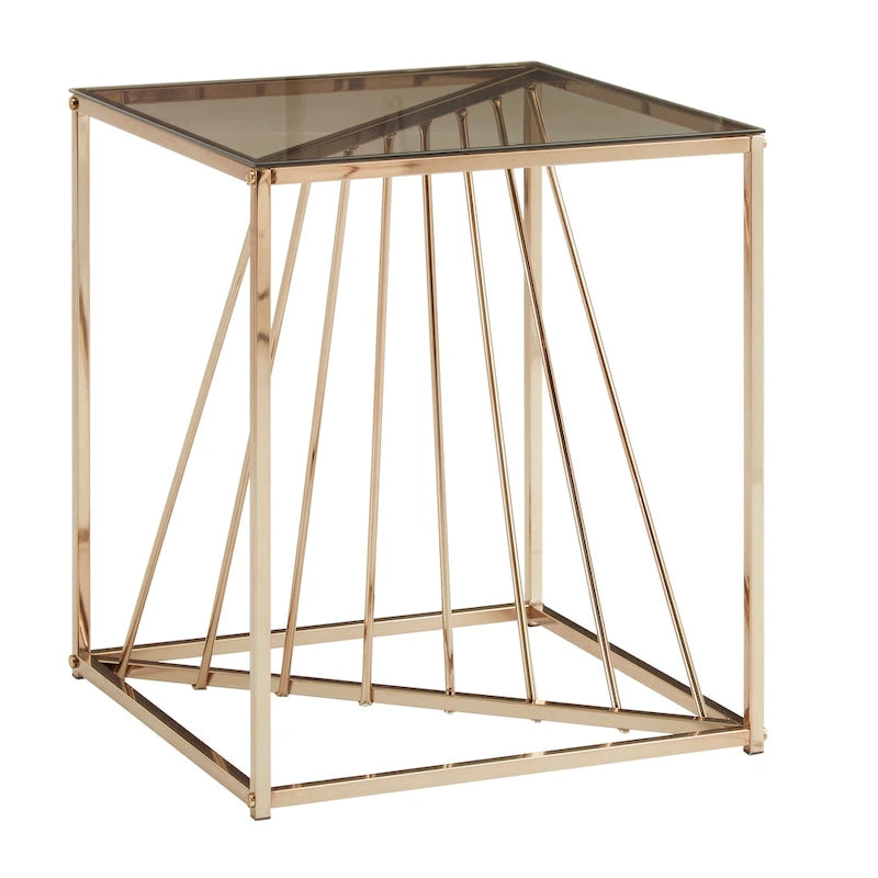 Tables d'appoint carrées en métal avec plateau en verre