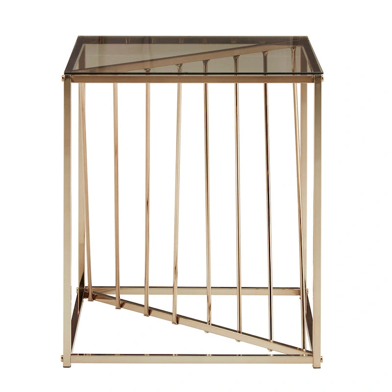 Tables d'appoint carrées en métal avec plateau en verre