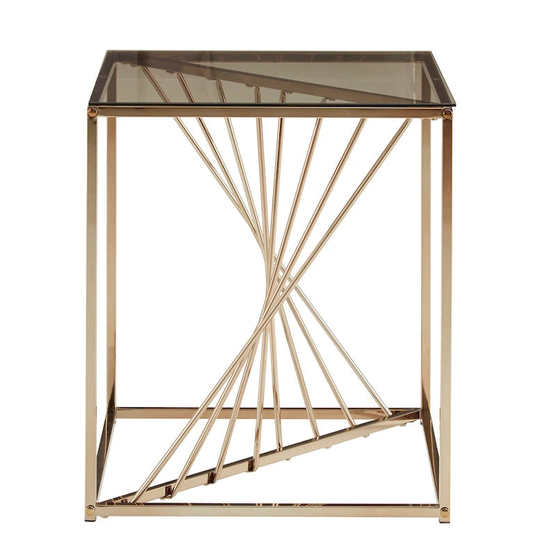 Tables d'appoint carrées en métal avec plateau en verre