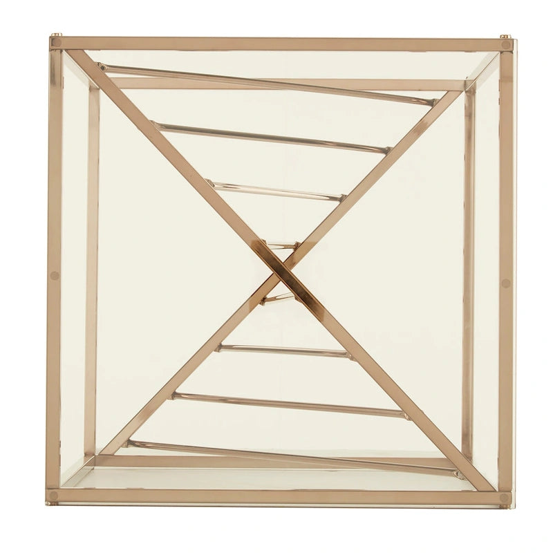 Tables d'appoint carrées en métal avec plateau en verre