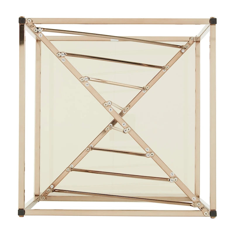 Tables d'appoint carrées en métal avec plateau en verre