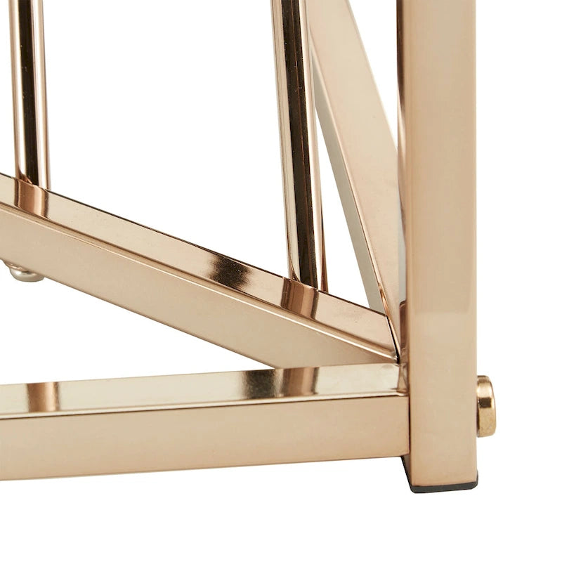 Tables d'appoint carrées en métal avec plateau en verre