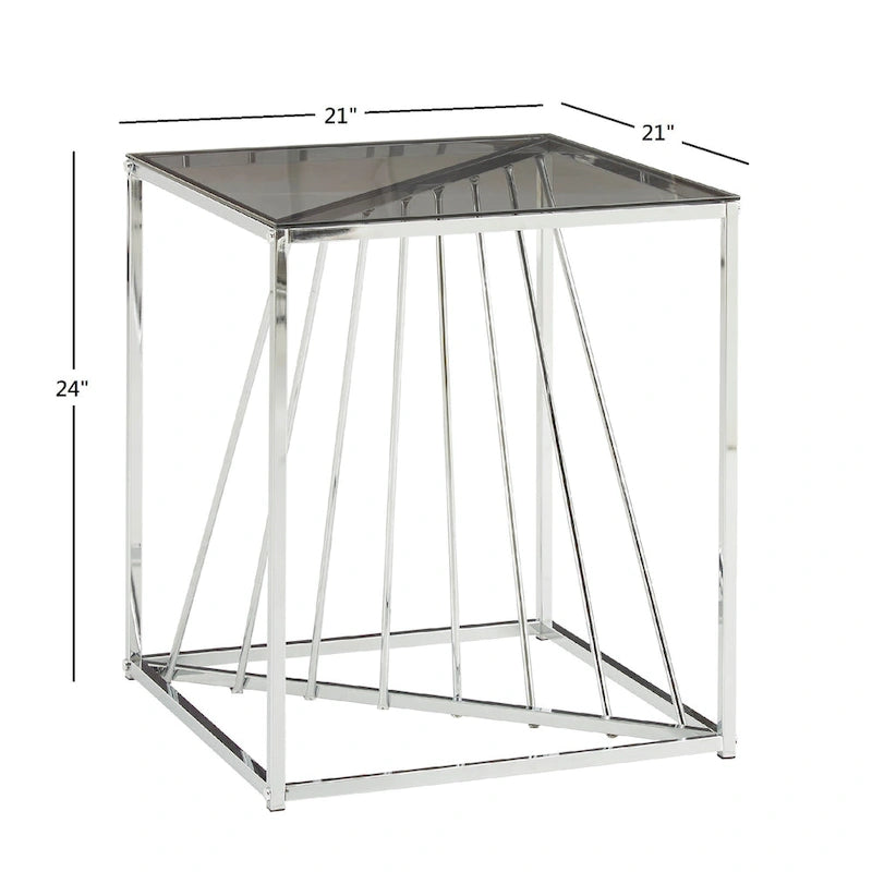 Tables d'appoint carrées en métal avec plateau en verre