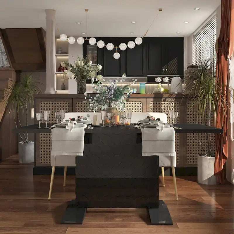 Table à manger extensible en bois laqué
