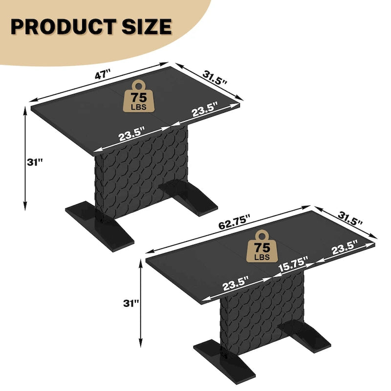 Table à manger extensible en bois laqué