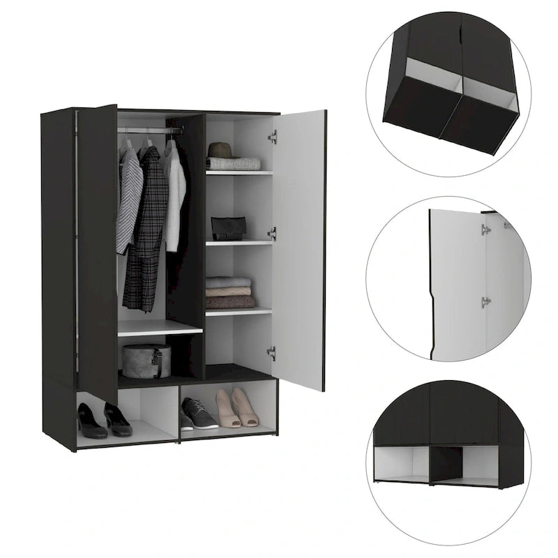 Rose - Armoire double avec penderie