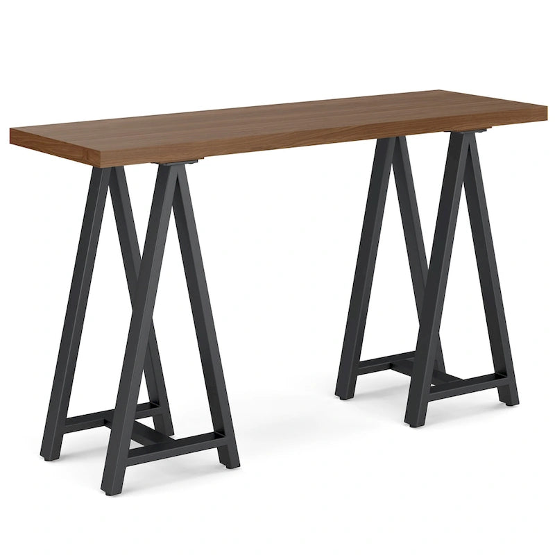 Console en métal avec plateau en noyer