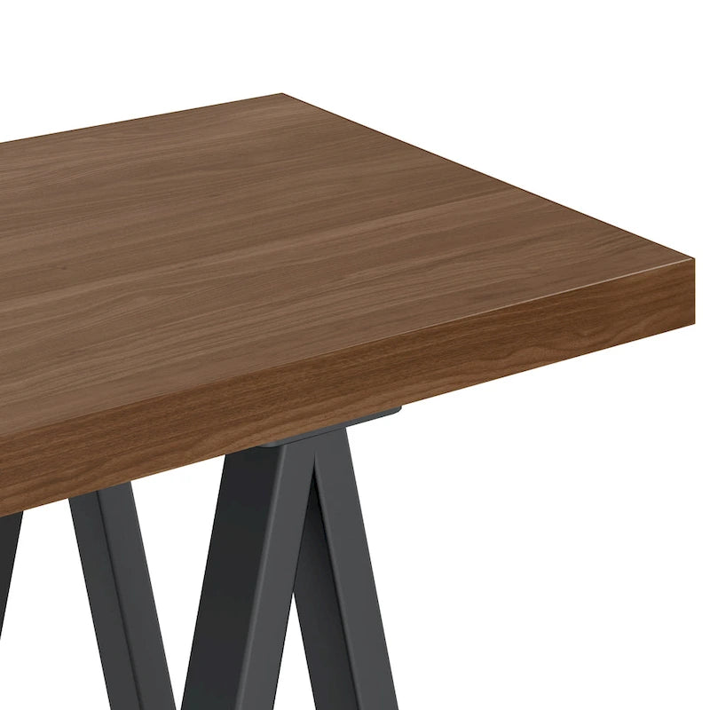 Console en métal avec plateau en noyer