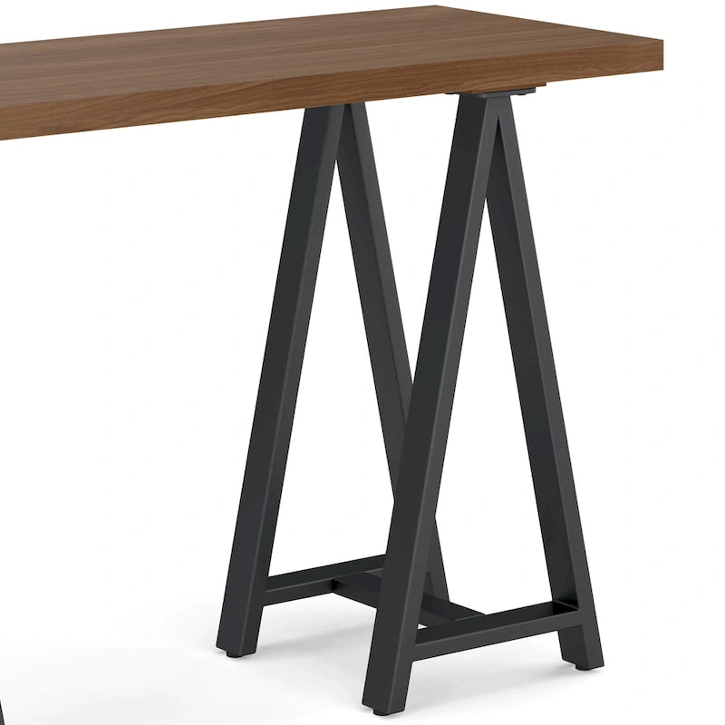 Console en métal avec plateau en noyer