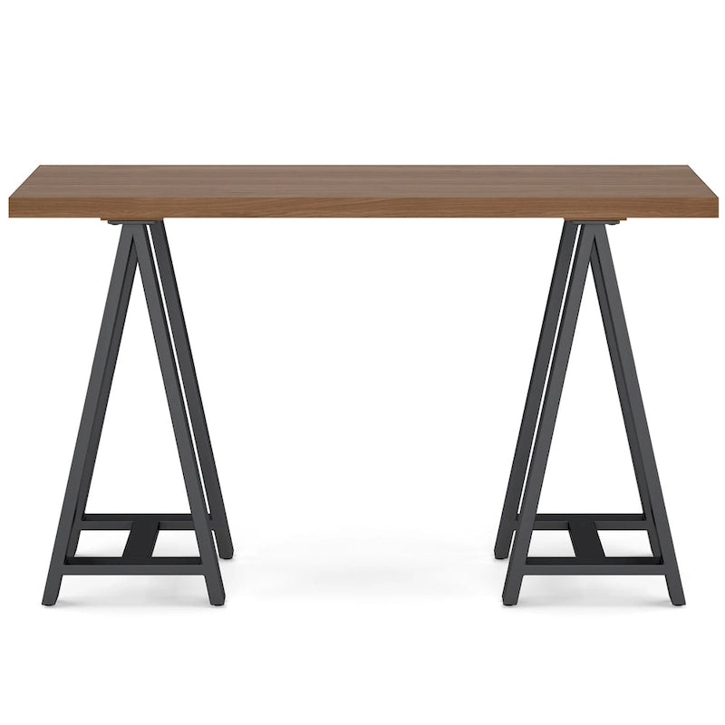 Console en métal avec plateau en noyer