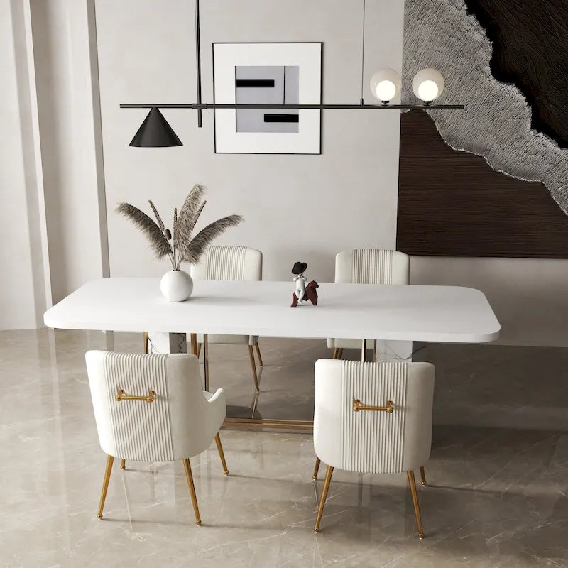Chaise de salle à manger moderne Glam en velours plissé Boucle