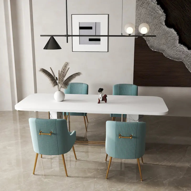 Chaise de salle à manger moderne Glam en velours plissé Boucle