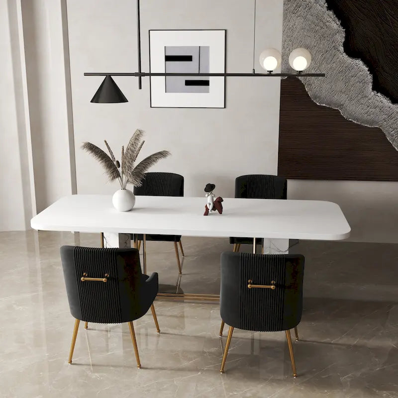 Chaise de salle à manger moderne Glam en velours plissé Boucle