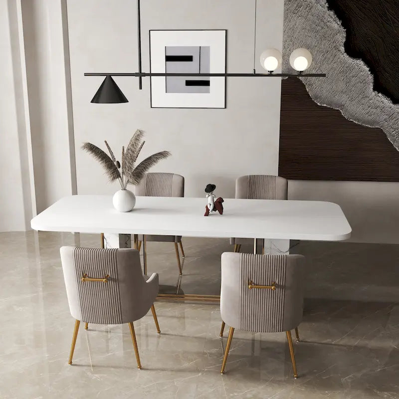 Chaise de salle à manger moderne Glam en velours plissé Boucle
