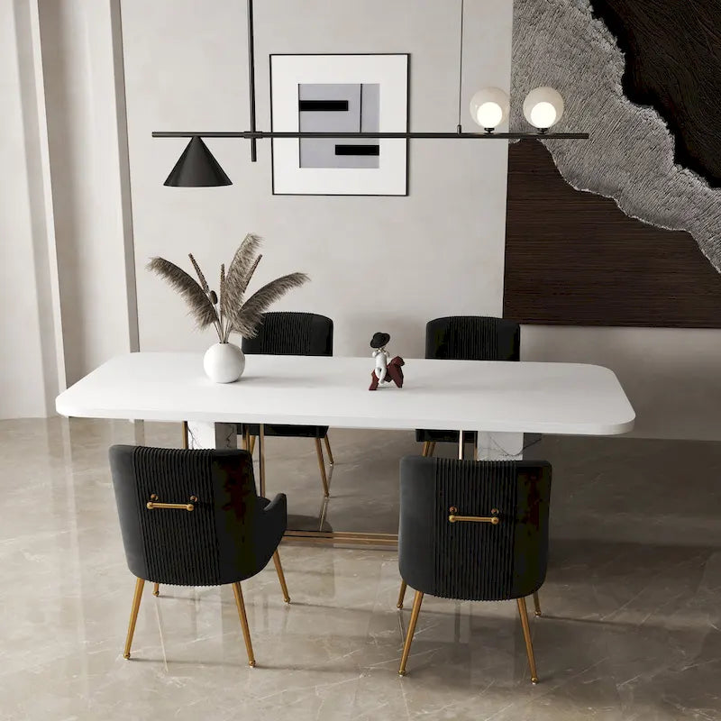 Chaise de salle à manger moderne Glam en velours plissé Boucle