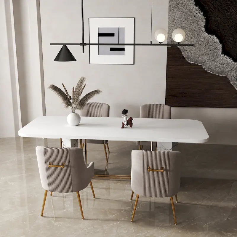 Chaise de salle à manger moderne Glam en velours plissé Boucle