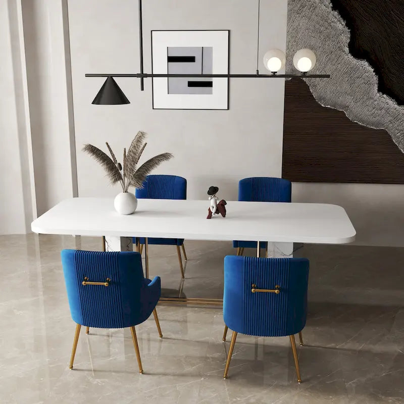 Chaise de salle à manger moderne Glam en velours plissé Boucle